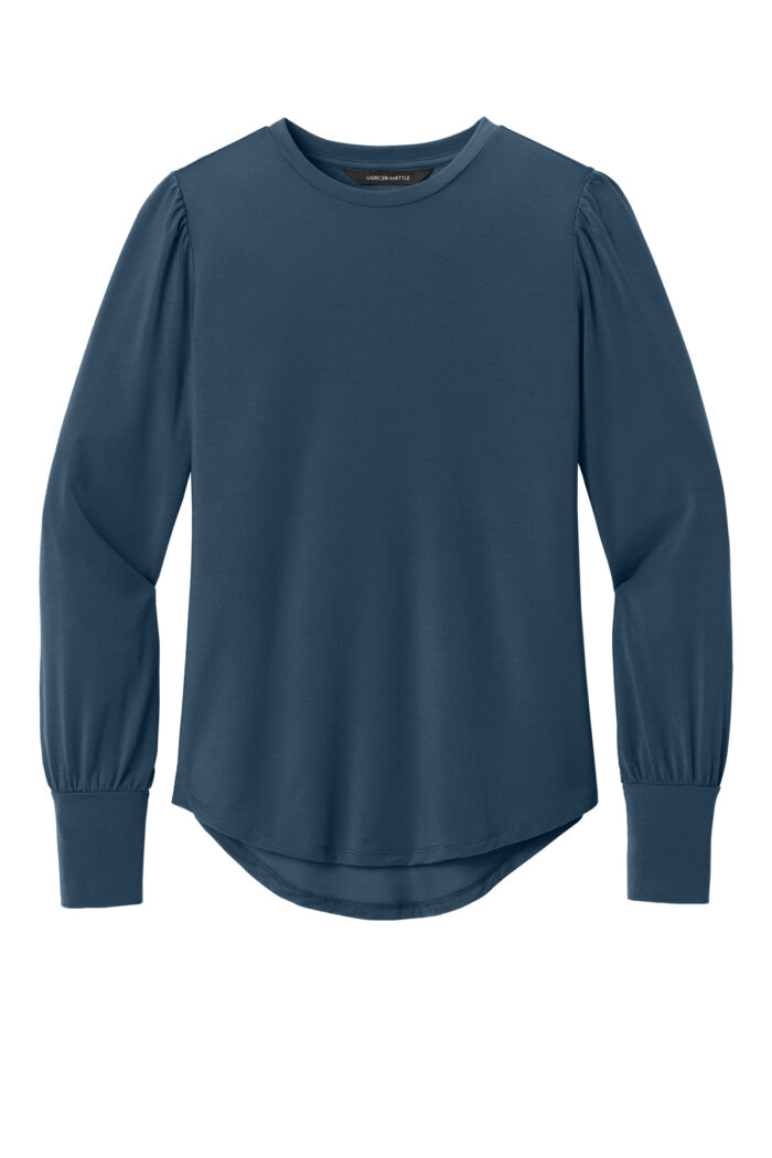 Mercer+Mettle Women's Stretch Jersey Long Sleeve Blouson Top BCU-MM1019 - Image 3